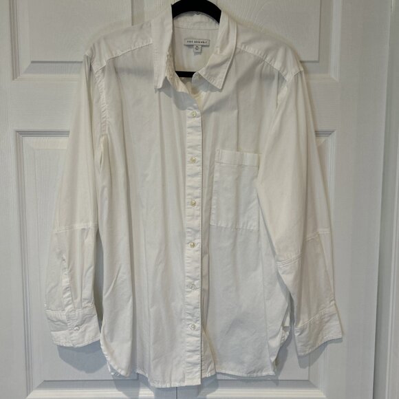 Free Assembly White Long Sleeve Button Down Shirt Relaxed Fit XL - Picture 2 of 8